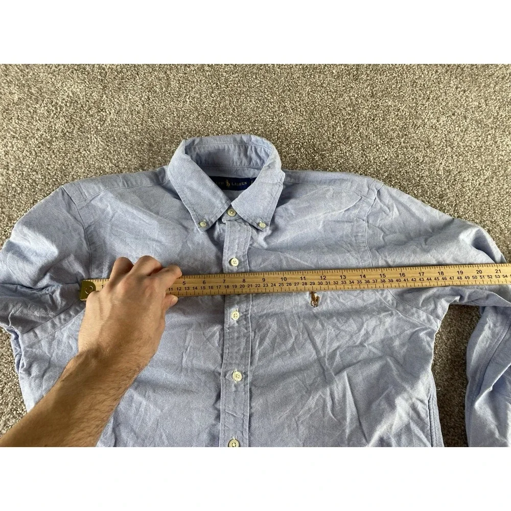 Polo Ralph Lauren Solid Light Blue Button Down Mens S Flesh Pony Cotton Work